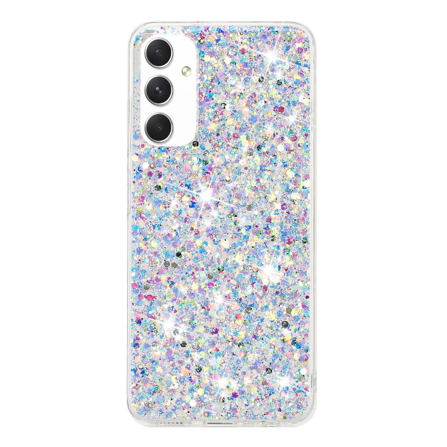 For Samsung Galaxy A05s 4G Case TPU Phone Shell Epoxy Glittery Powder Phone Cover - White