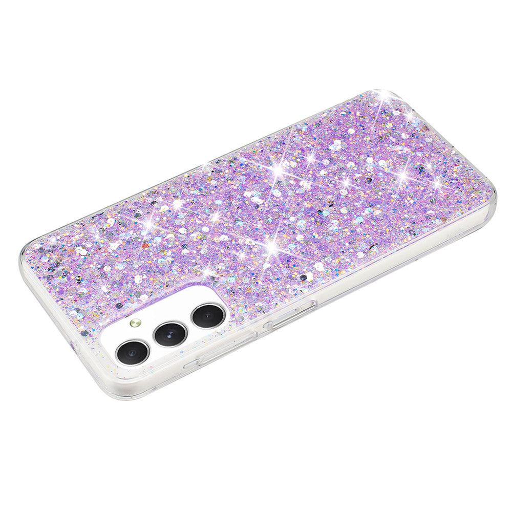 For Samsung Galaxy A05s 4G Case TPU Phone Shell Epoxy Glittery Powder Phone Cover - Purple
