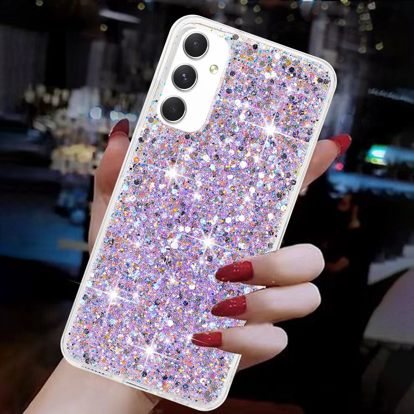 For Samsung Galaxy A05s 4G Case TPU Phone Shell Epoxy Glittery Powder Phone Cover - Purple