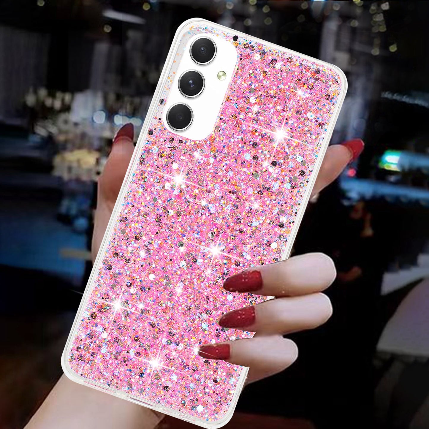 For Samsung Galaxy A05s 4G Case TPU Phone Shell Epoxy Glittery Powder Phone Cover - Pink