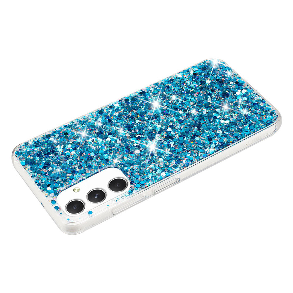 For Samsung Galaxy A05s 4G Case TPU Phone Shell Epoxy Glittery Powder Phone Cover - Blue
