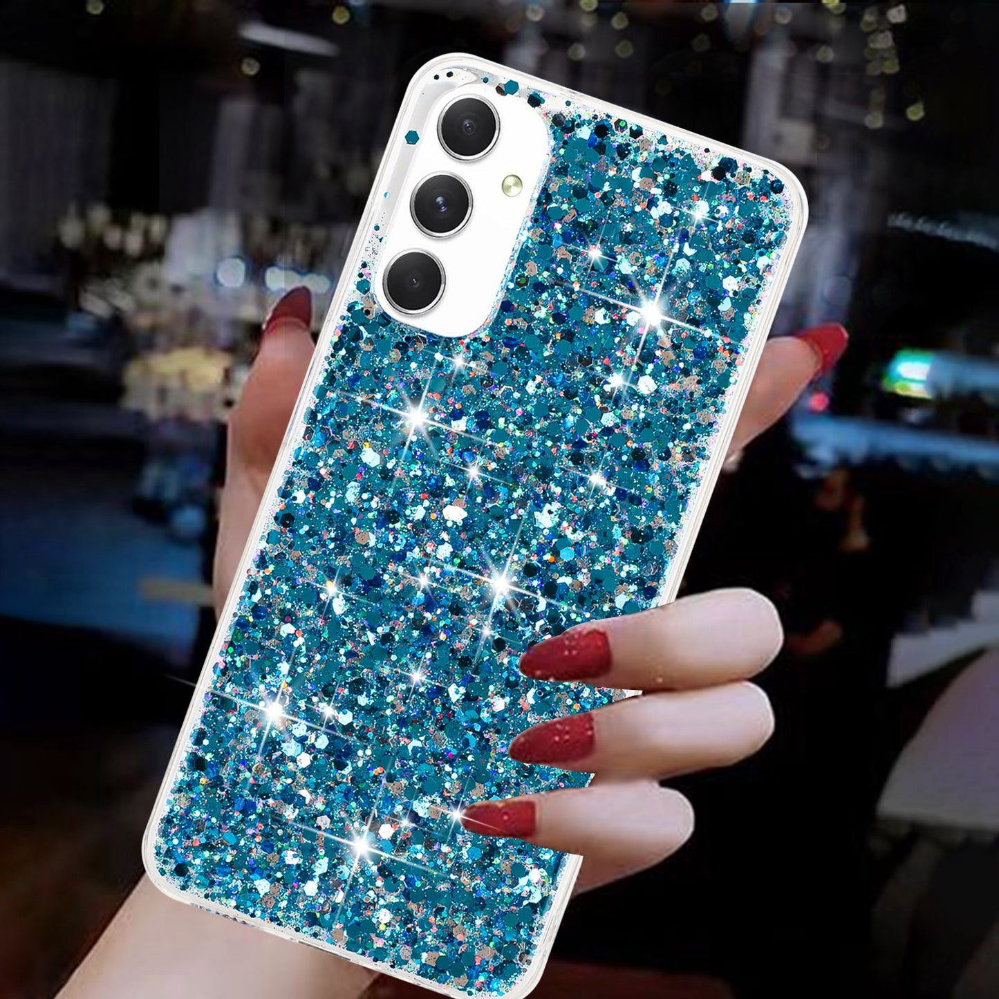 For Samsung Galaxy A05s 4G Case TPU Phone Shell Epoxy Glittery Powder Phone Cover - Blue