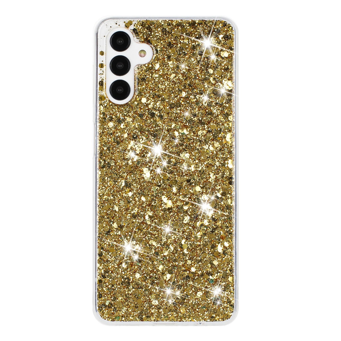 For Samsung Galaxy A14 4G / 5G Drop Protection TPU Phone Case Epoxy Glittery Phone Cover - Gold