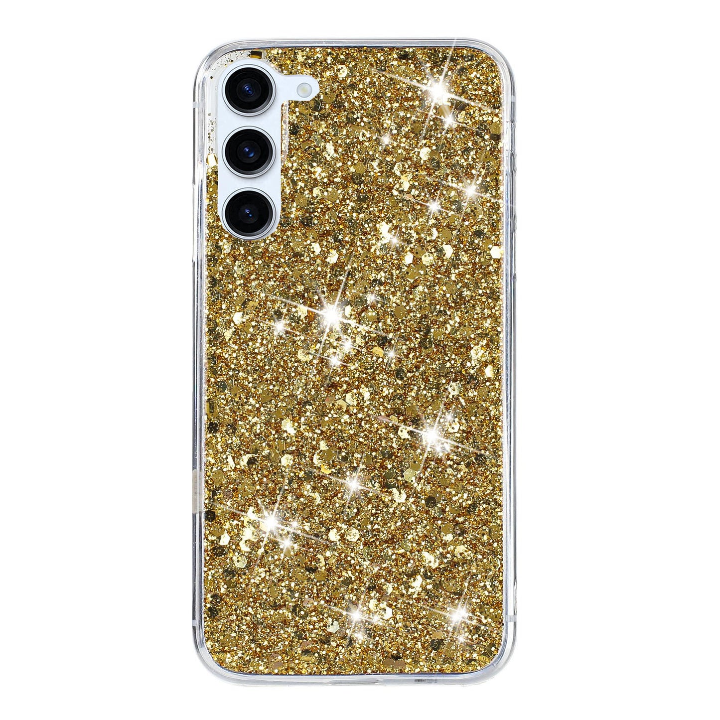 For Samsung Galaxy S23+ TPU Phone Case Epoxy Sequins Drop Protection Cover - Gold