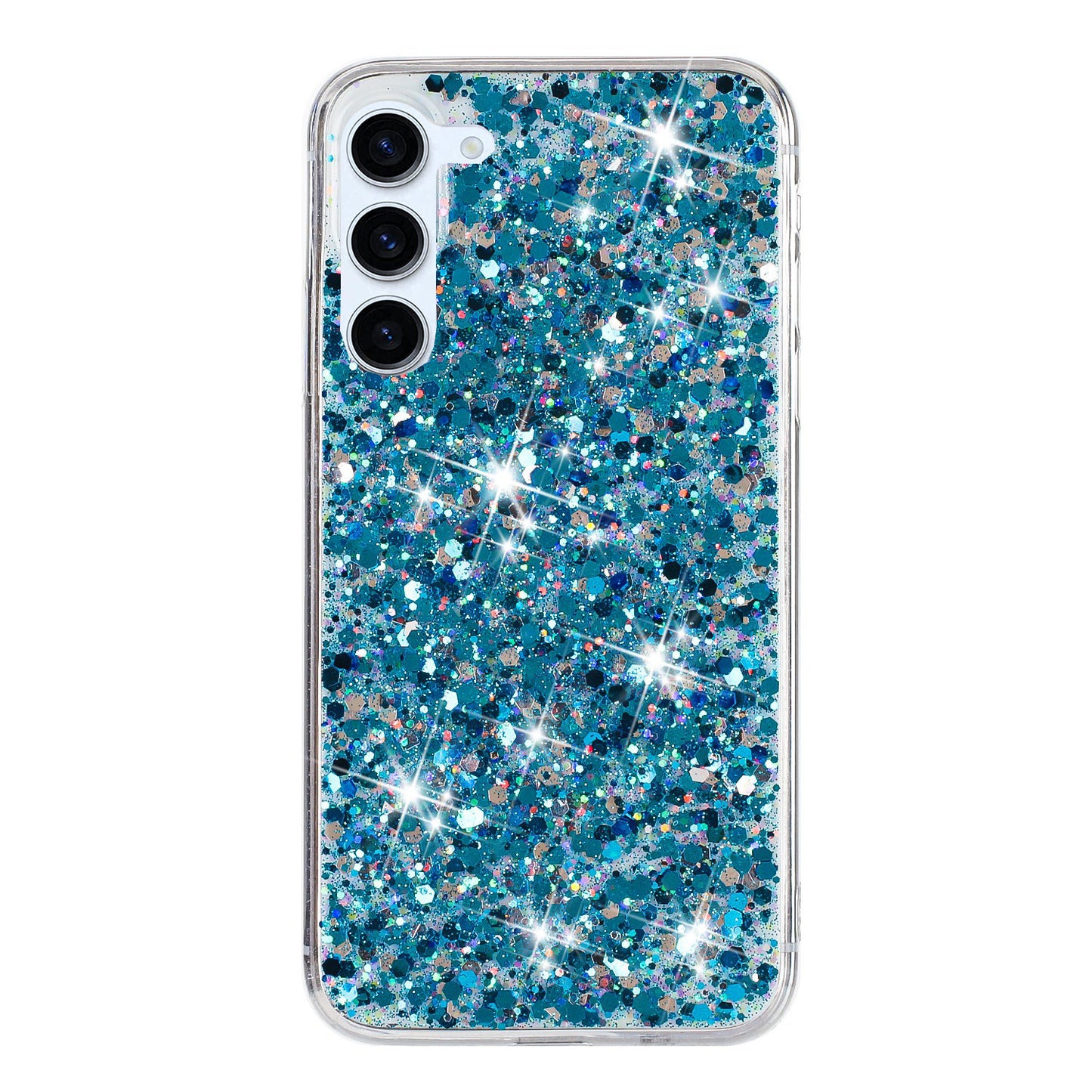 For Samsung Galaxy S23+ TPU Phone Case Epoxy Sequins Drop Protection Cover - Blue