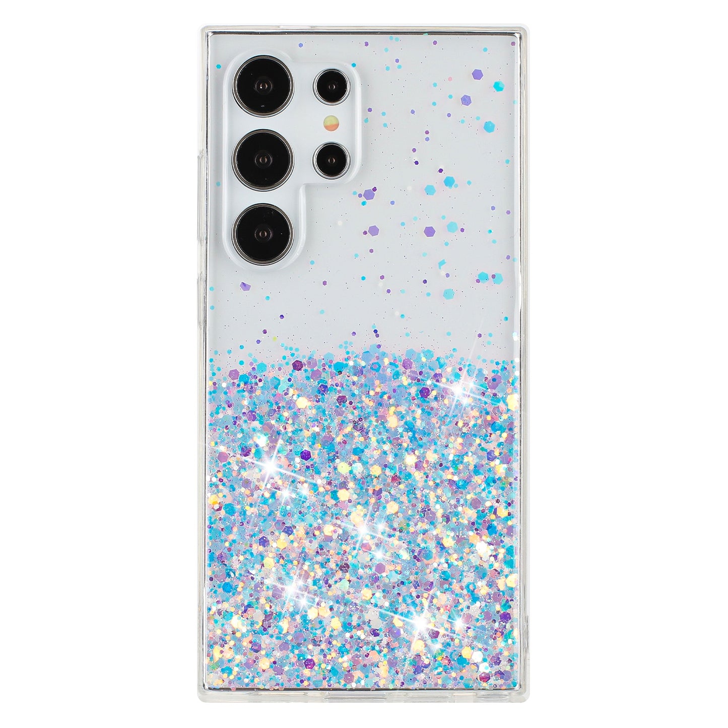 For Samsung Galaxy S24 Ultra Case Epoxy Sparkle Sequins Luminous TPU Phone Cover - White