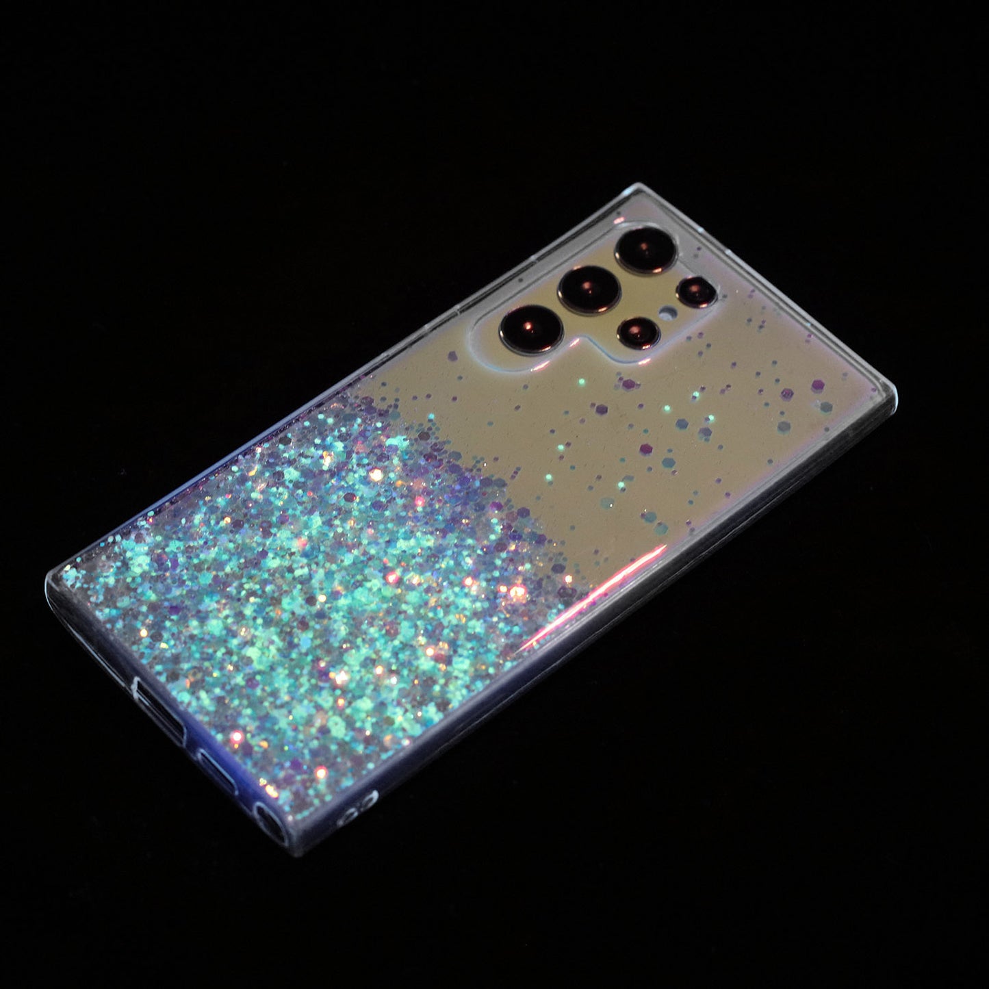 For Samsung Galaxy S24 Ultra Case Epoxy Sparkle Sequins Luminous TPU Phone Cover - White