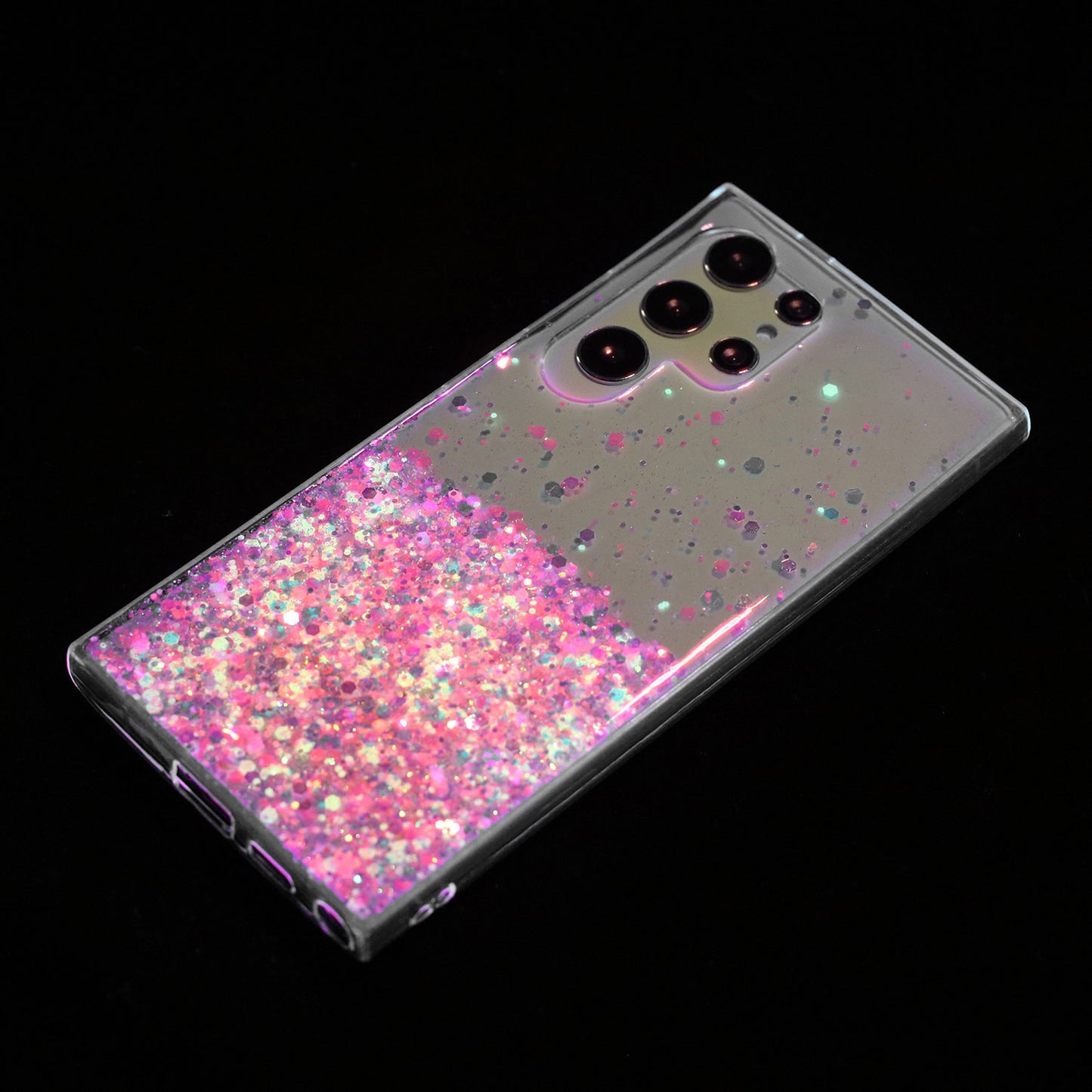 For Samsung Galaxy S23 Ultra Case Epoxy Glitter Sparkle Luminous TPU Phone Cover - Pink