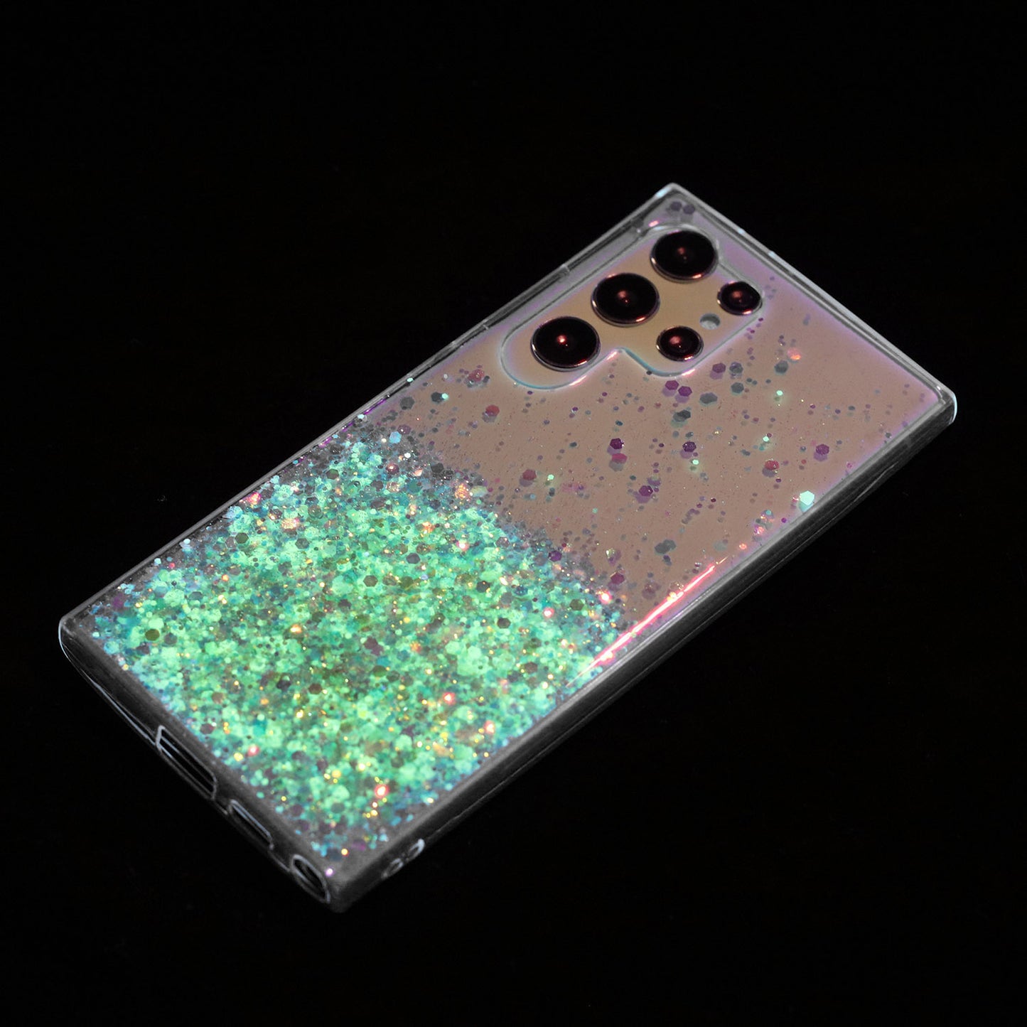 For Samsung Galaxy S23 Ultra Case Epoxy Glitter Sparkle Luminous TPU Phone Cover - Green