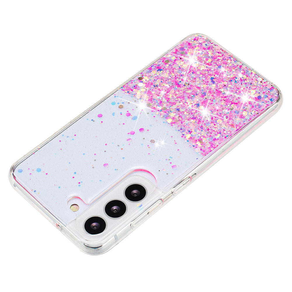 For Samsung Galaxy S23+ Case Epoxy Sparkle Luminous TPU Phone Protective Cover - Pink