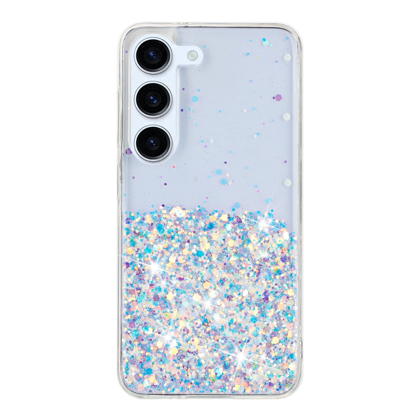 For Samsung Galaxy S23 Luminous Case Epoxy Glitter Sparkle TPU Phone Cover - White