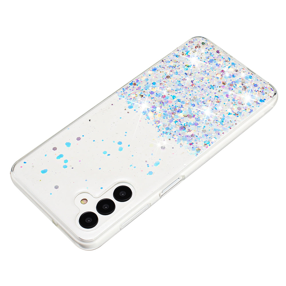For Samsung Galaxy A35 5G Glow In The Dark Phone Case Epoxy TPU Glitter Sparkle Cover - White