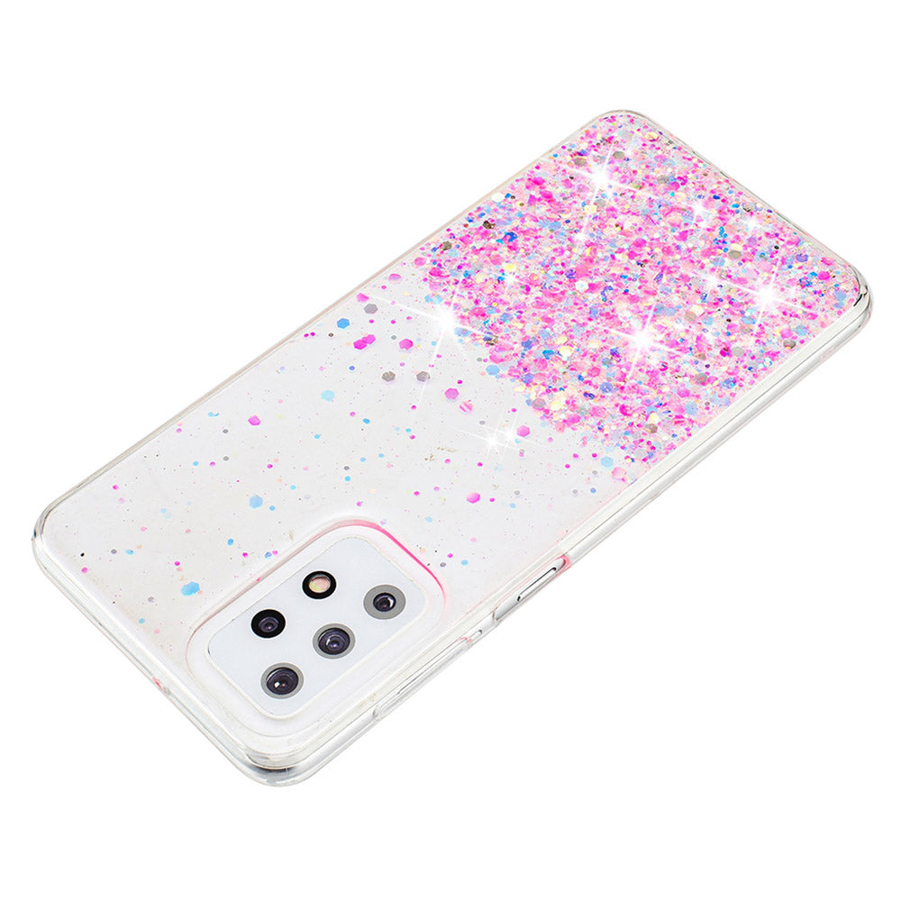 For Samsung Galaxy A23 4G / A23 5G (Global Version) Glow In The Dark Epoxy TPU Glitter Sparkle Phone Cover - Pink