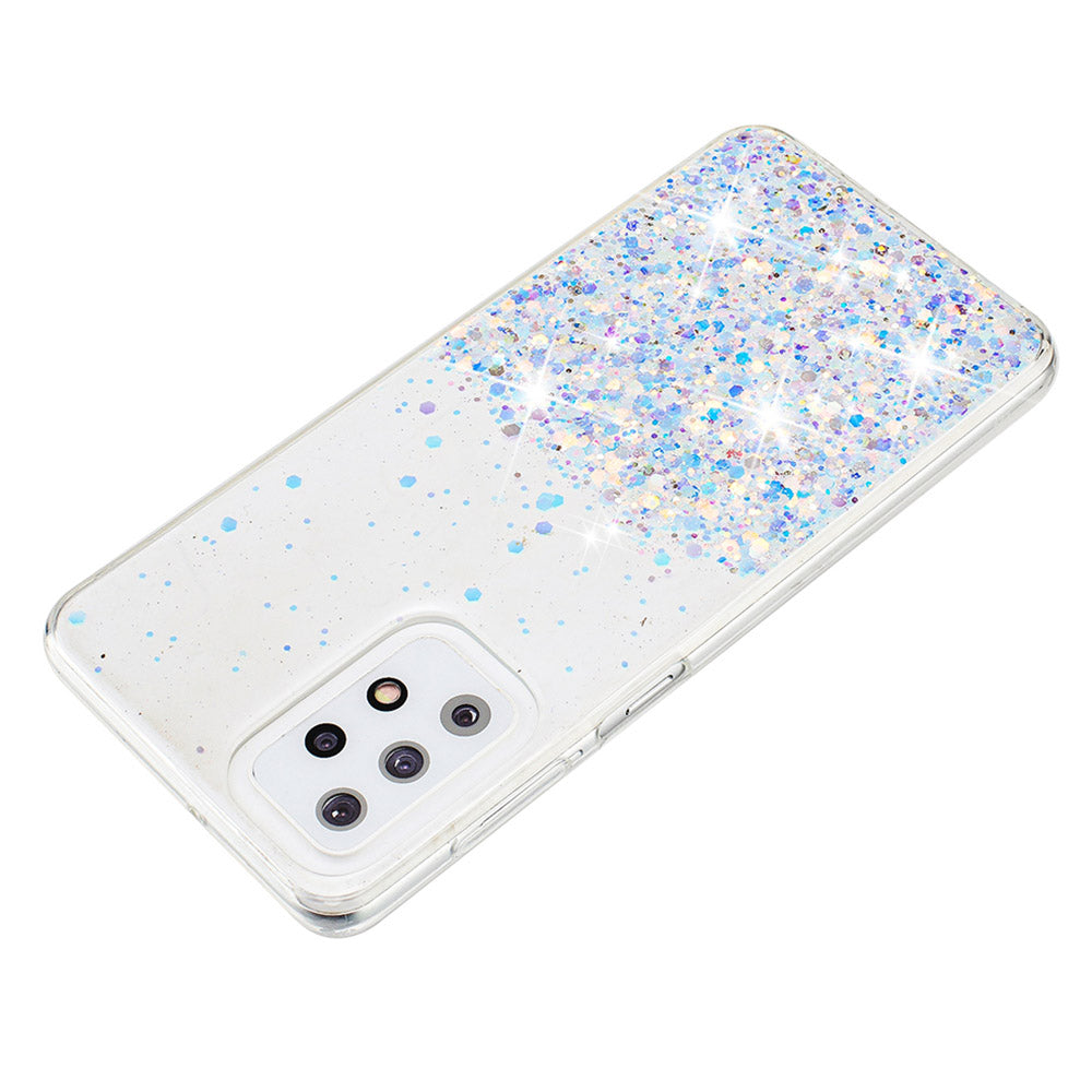 For Samsung Galaxy A23 4G / A23 5G (Global Version) Glow In The Dark Epoxy TPU Glitter Sparkle Phone Cover - White