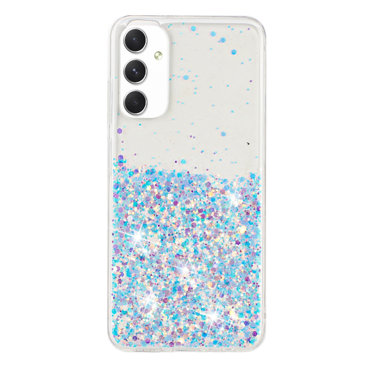 For Samsung Galaxy A05s 4G Luminous Phone Cover Epoxy Glitter Sparkle TPU Phone Case - White