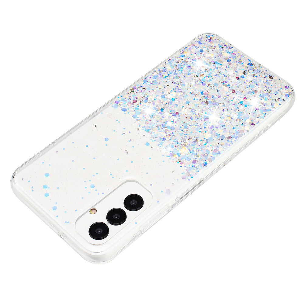 For Samsung Galaxy A05s 4G Luminous Phone Cover Epoxy Glitter Sparkle TPU Phone Case - White