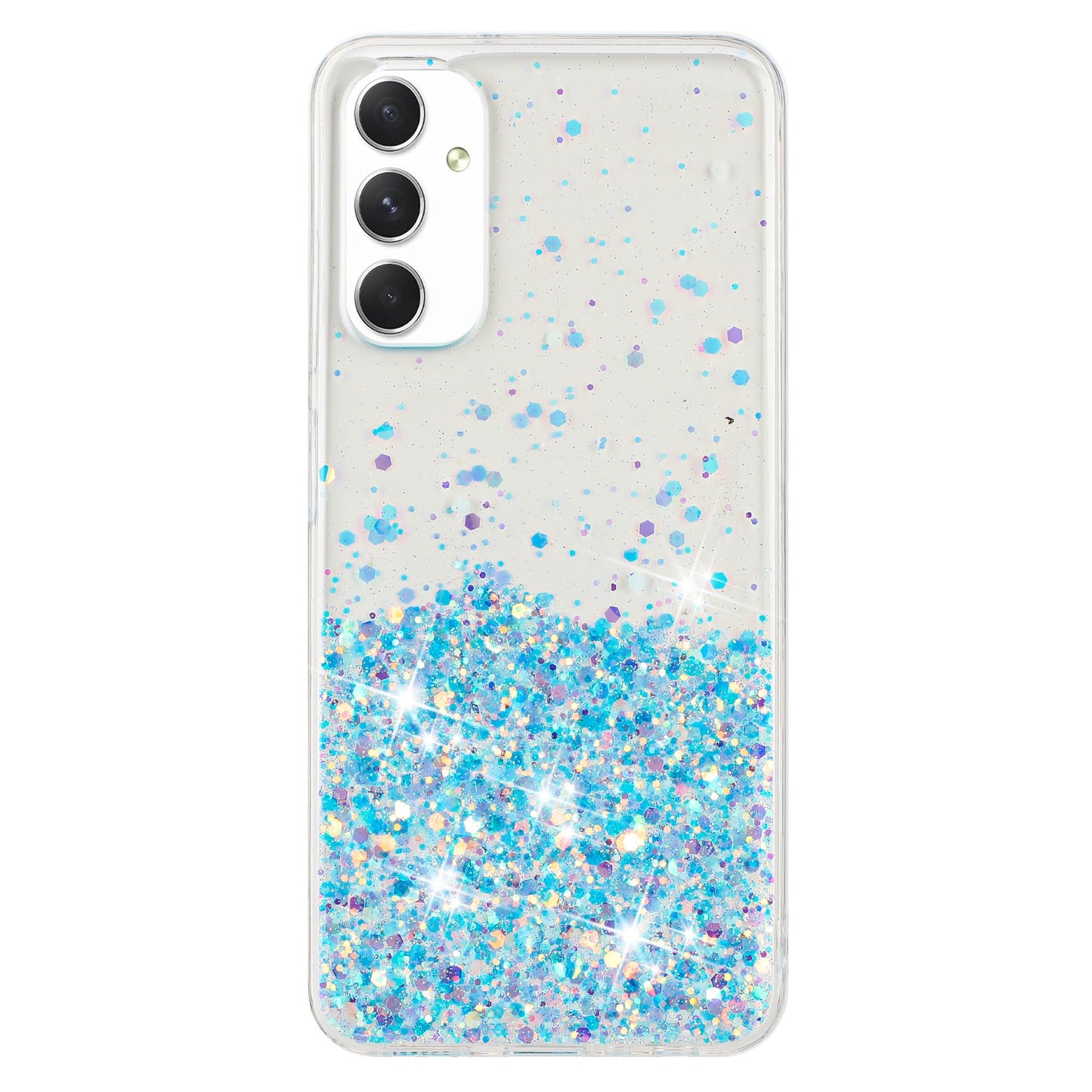 For Samsung Galaxy A05s 4G Luminous Phone Cover Epoxy Glitter Sparkle TPU Phone Case - Blue
