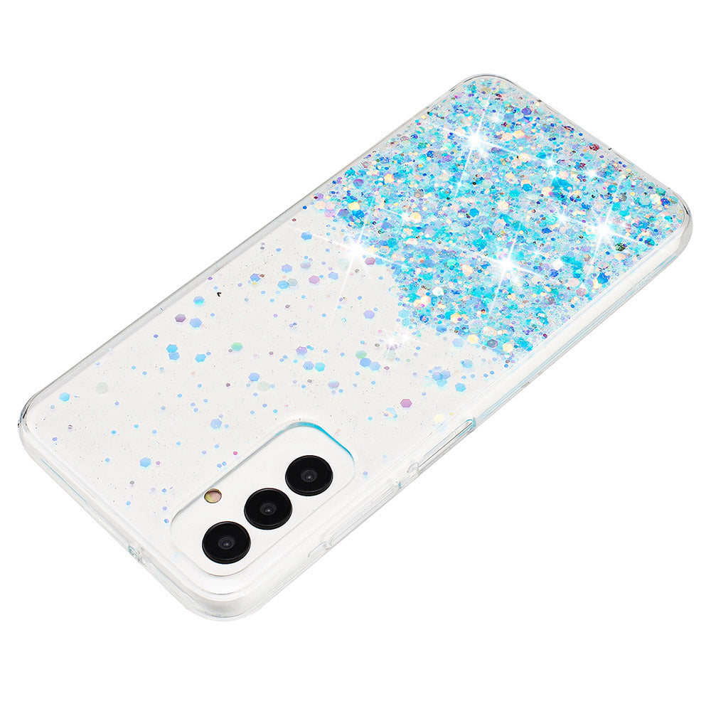 For Samsung Galaxy A05s 4G Luminous Phone Cover Epoxy Glitter Sparkle TPU Phone Case - Blue