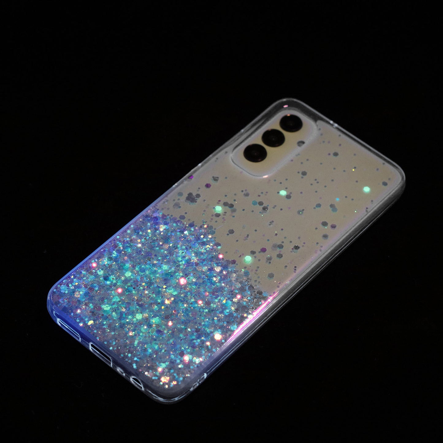 For Samsung Galaxy A05s 4G Luminous Phone Cover Epoxy Glitter Sparkle TPU Phone Case - Blue