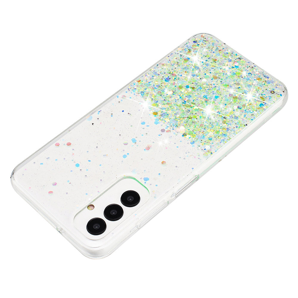 For Samsung Galaxy A05s 4G Luminous Phone Cover Epoxy Glitter Sparkle TPU Phone Case - Green
