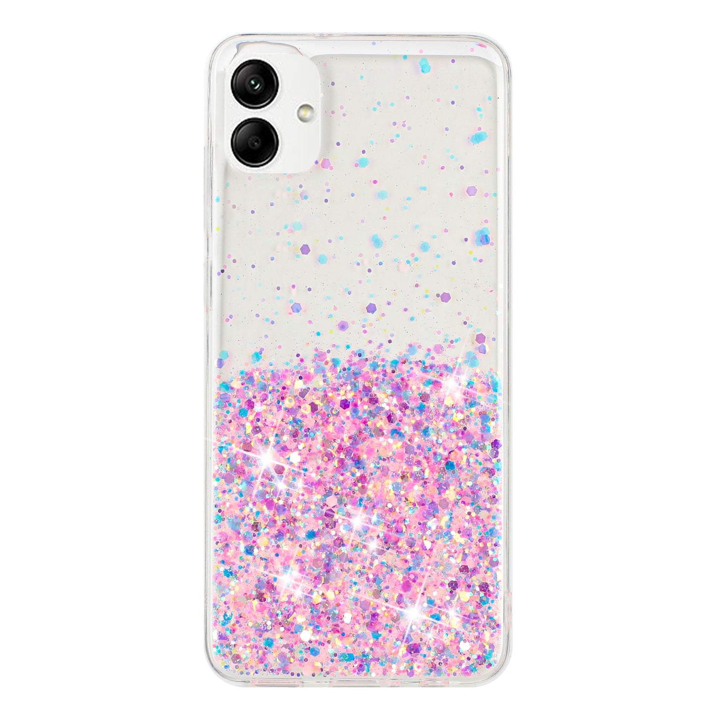 For Samsung Galaxy A05 4G Phone Case Sparkle Luminous Epoxy TPU Back Cover - Pink