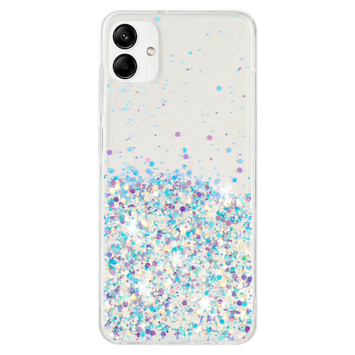 For Samsung Galaxy A05 4G Phone Case Sparkle Luminous Epoxy TPU Back Cover - White