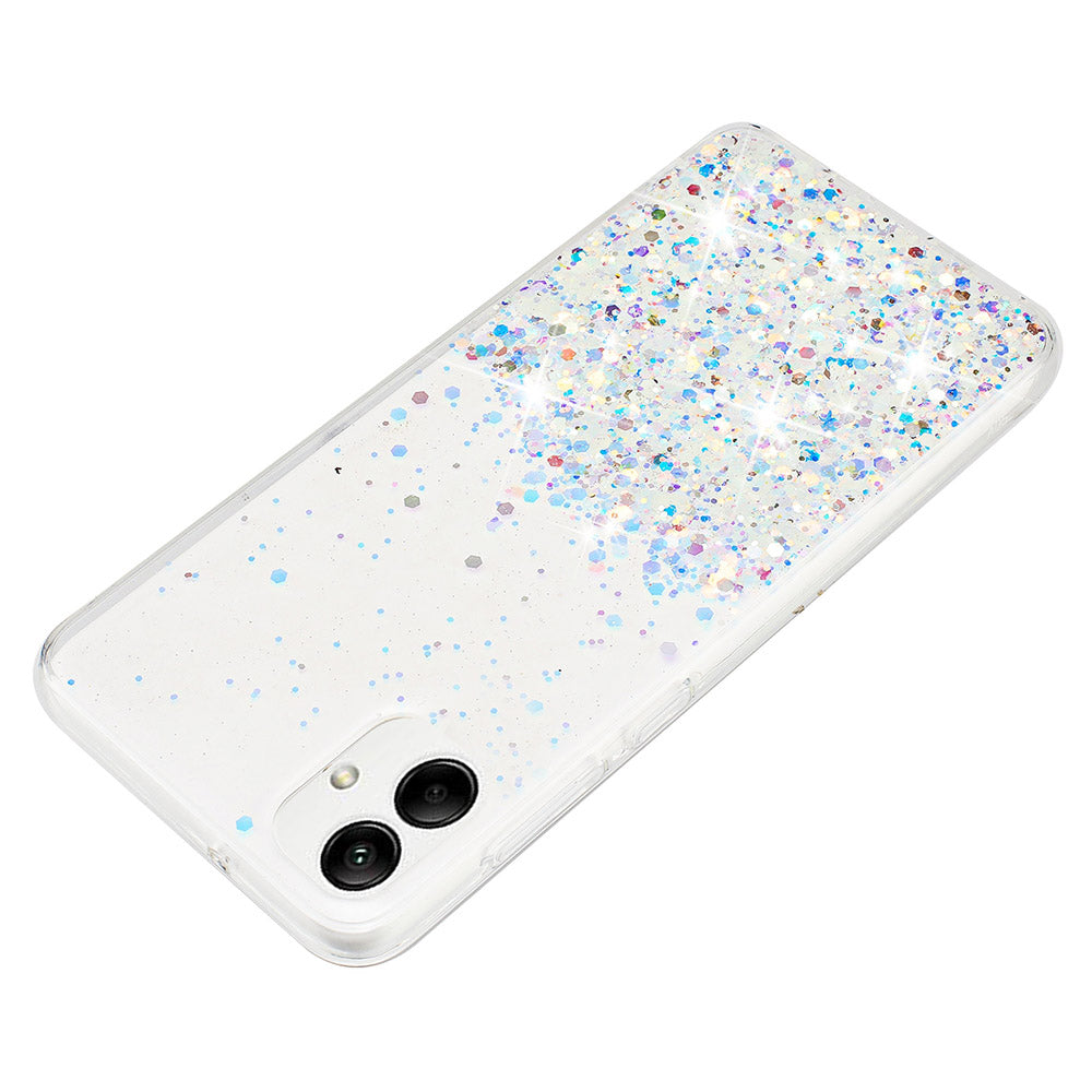 For Samsung Galaxy A05 4G Phone Case Sparkle Luminous Epoxy TPU Back Cover - White