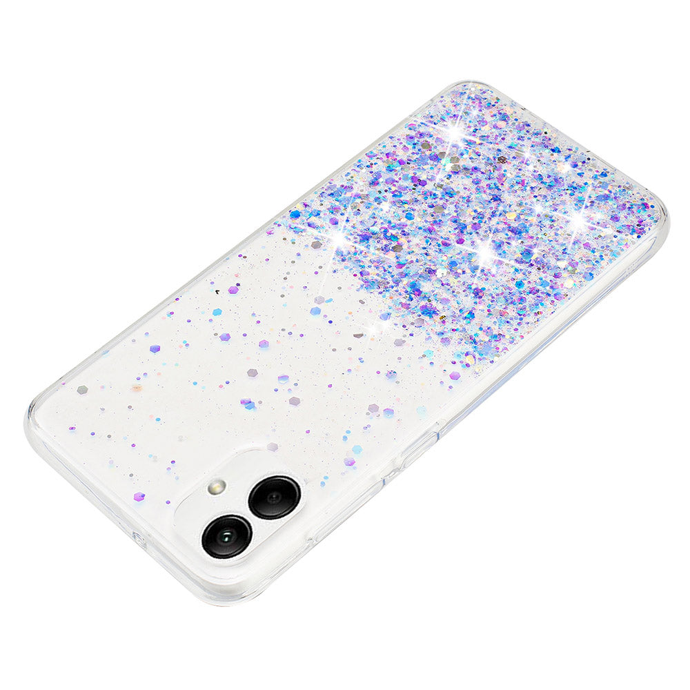 For Samsung Galaxy A05 4G Phone Case Sparkle Luminous Epoxy TPU Back Cover - Purple