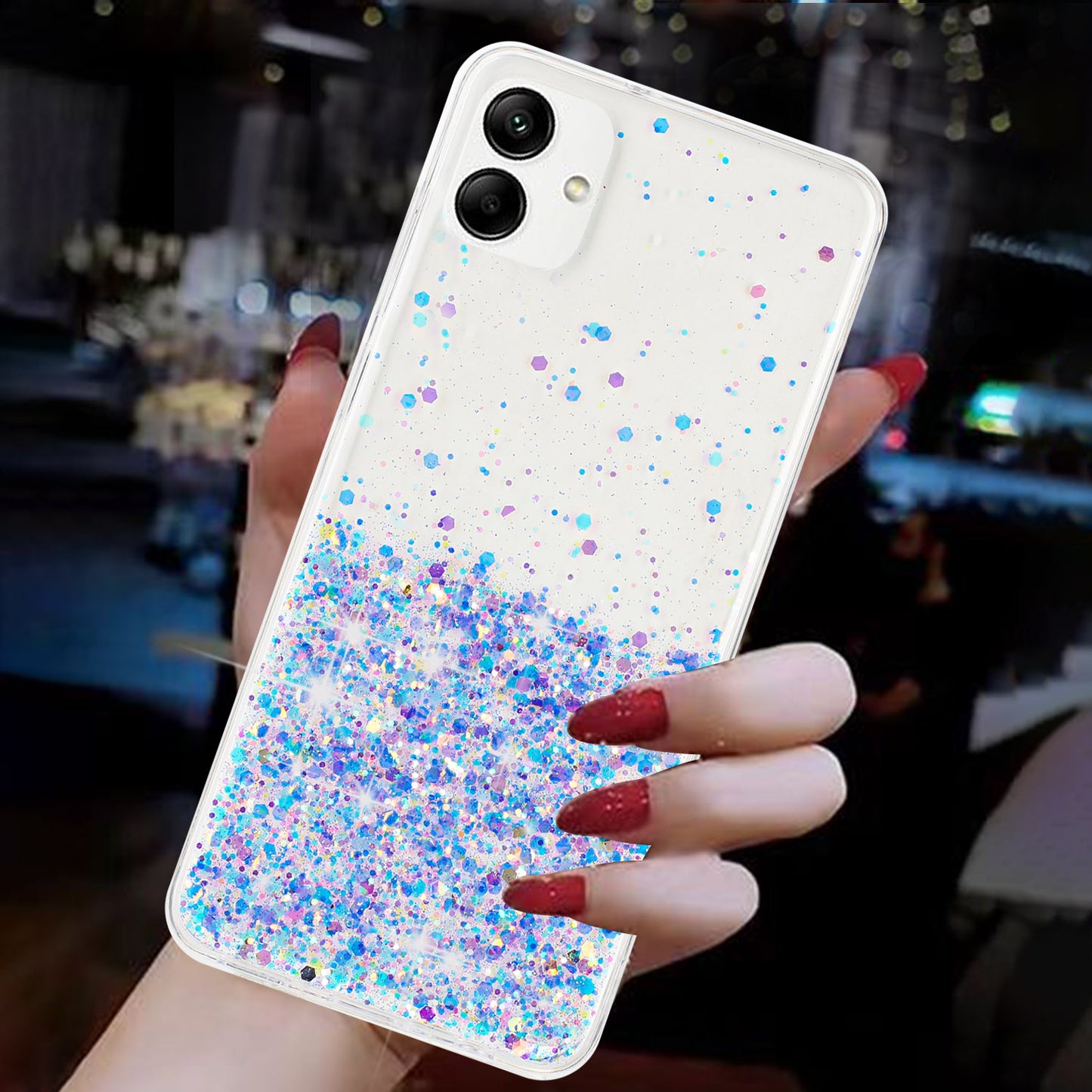 For Samsung Galaxy A05 4G Phone Case Sparkle Luminous Epoxy TPU Back Cover - Purple
