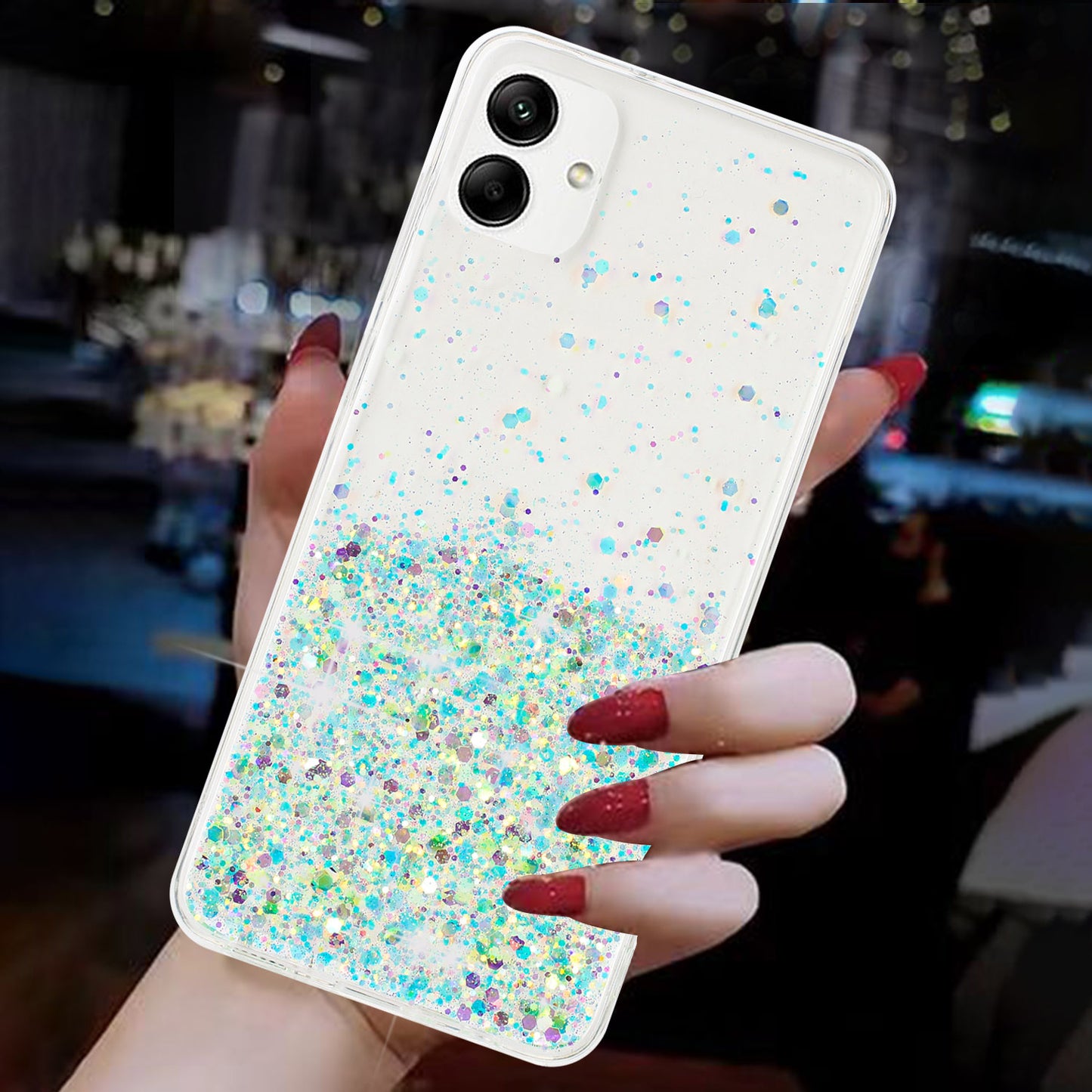 For Samsung Galaxy A05 4G Phone Case Sparkle Luminous Epoxy TPU Back Cover - Green