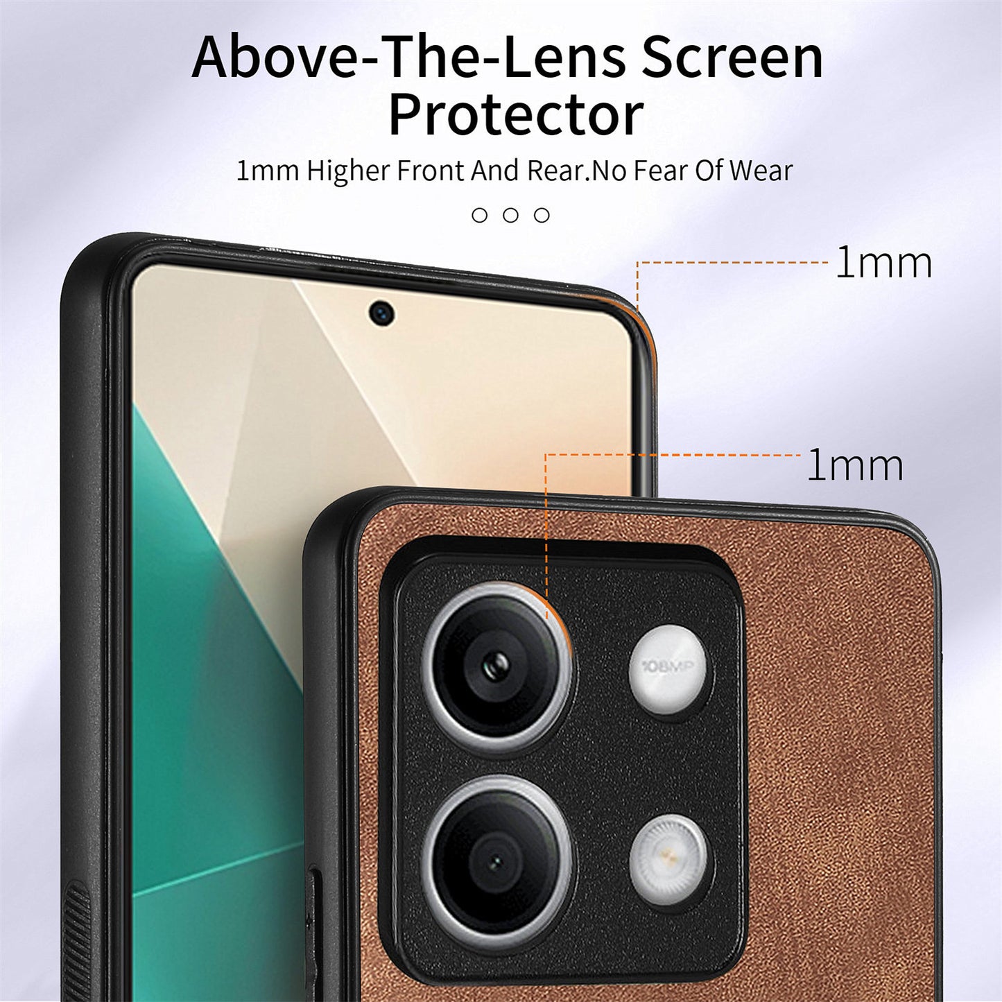 D2 for Xiaomi Redmi Note 13 4G Case Card Slots Retro Leather Coated TPU Kickstand Cover - Brown
