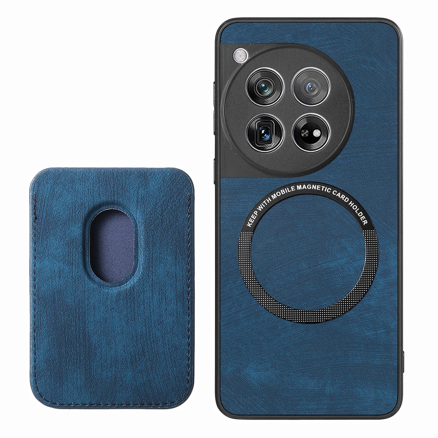 D12 For OnePlus 12 5G Case Vintage PU Leather+TPU Phone Cover with Magnetic Card Slot - Blue