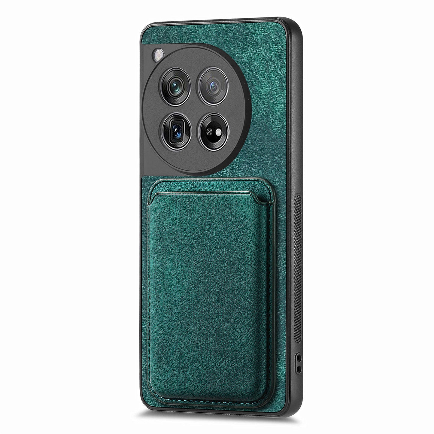 D12 For OnePlus 12 5G Case Vintage PU Leather+TPU Phone Cover with Magnetic Card Slot - Green