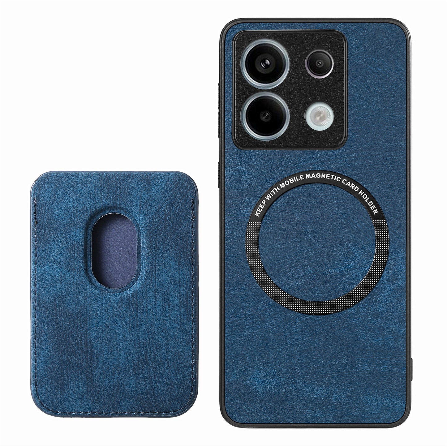D12 For Xiaomi Redmi Note 13 Pro 5G / Poco X6 5G Magnetic Card Holder Case Vintage Phone Leather Cover - Blue