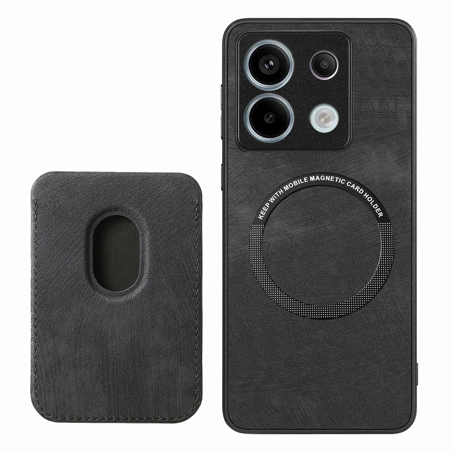 D12 For Xiaomi Redmi Note 13 Pro 5G / Poco X6 5G Magnetic Card Holder Case Vintage Phone Leather Cover - Black