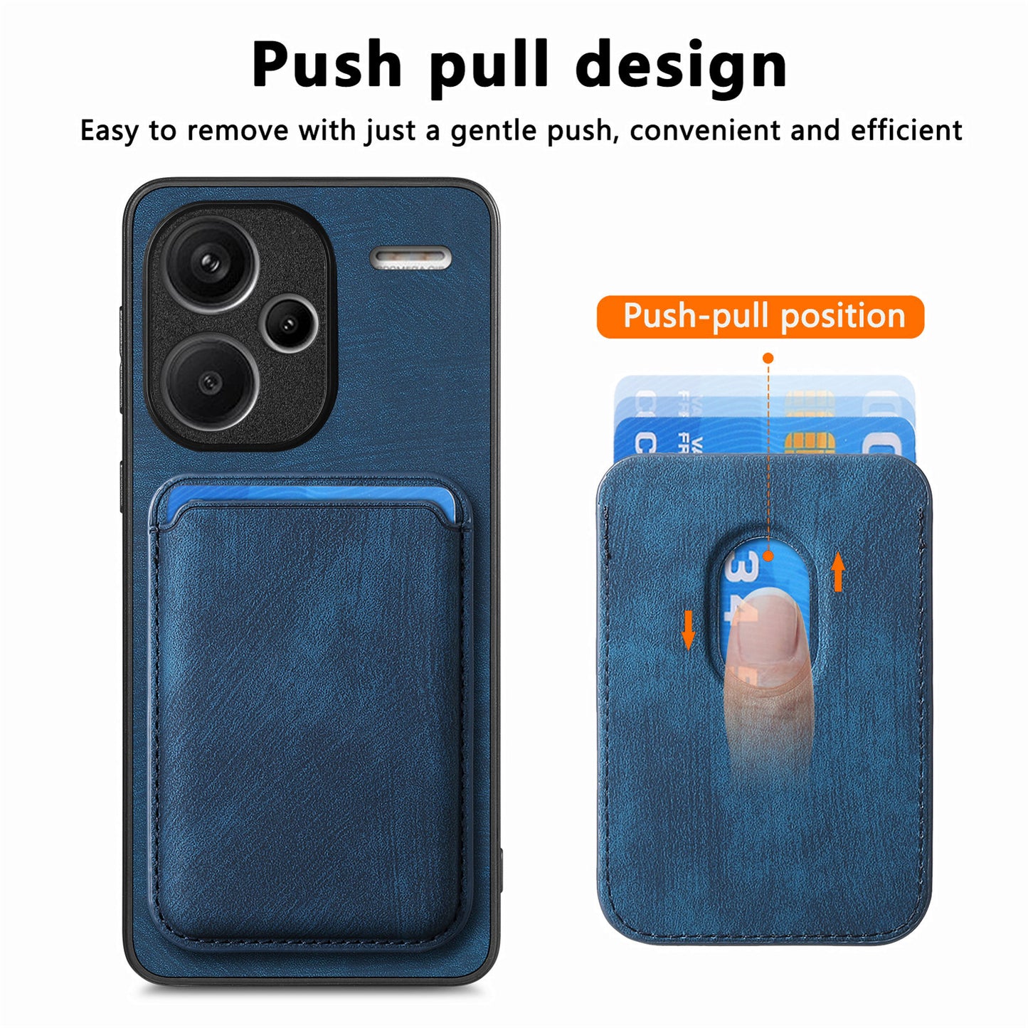 D12 For Xiaomi Redmi Note 13 Pro+ 5G Case Leather Vintage Phone Cover with Magnetic Card Holder - Blue