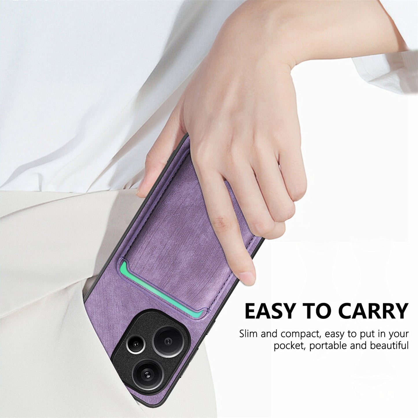 D12 For Xiaomi Redmi Note 13 Pro+ 5G Case Leather Vintage Phone Cover with Magnetic Card Holder - Purple