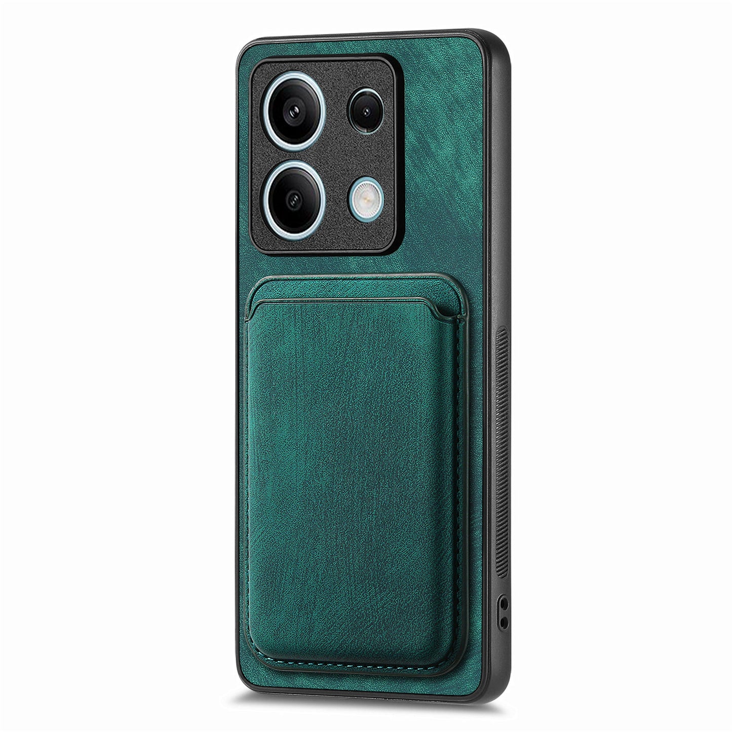 D12 For Xiaomi Redmi Note 13 5G Phone Case Magnetic Card Holder Vintage Leather Cover - Green