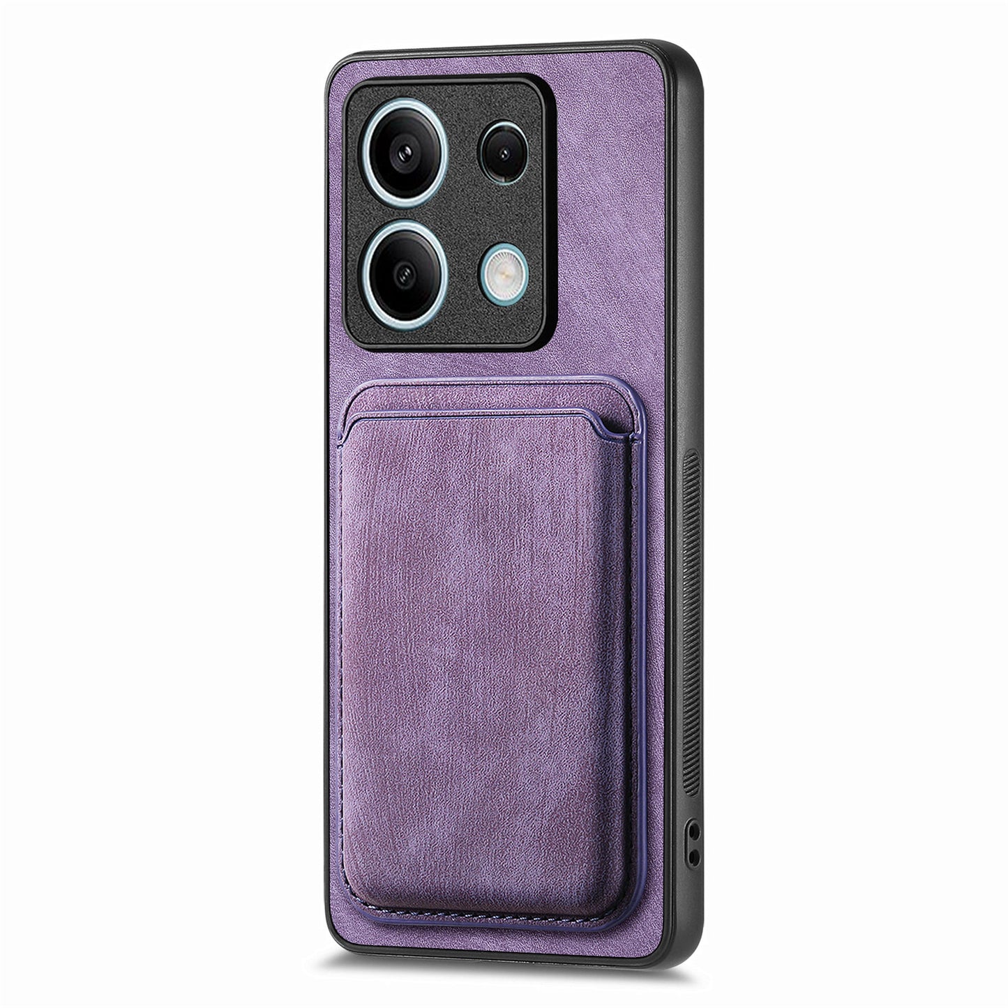 D12 For Xiaomi Redmi Note 13 5G Phone Case Magnetic Card Holder Vintage Leather Cover - Purple