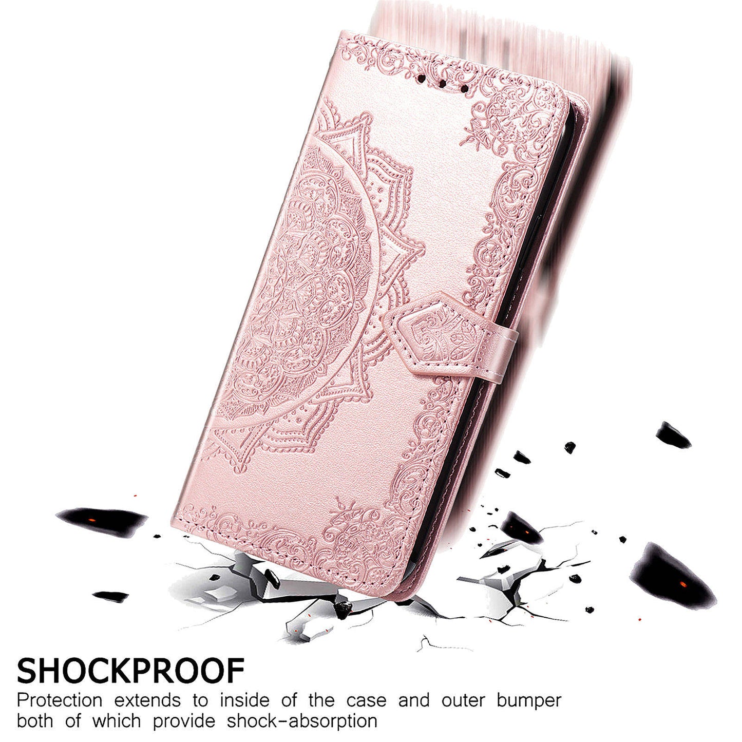 For Sony Xperia 5 V Case Card Slots Wallet PU Leather Embossed Phone Cover - Rose Gold