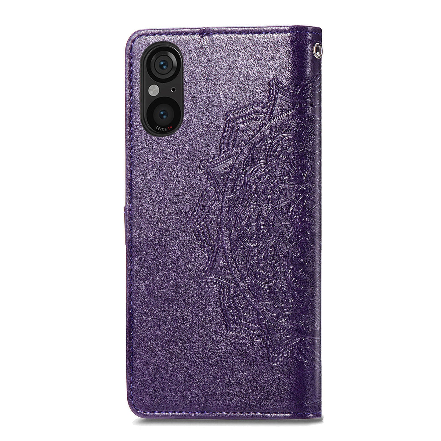 For Sony Xperia 5 V Case Card Slots Wallet PU Leather Embossed Phone Cover - Purple