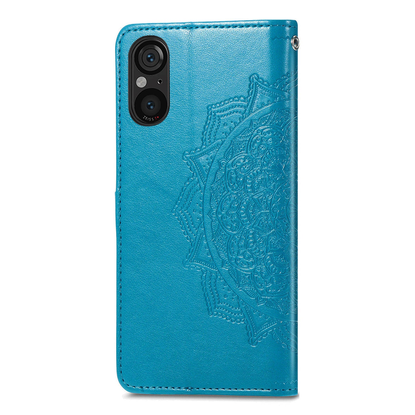For Sony Xperia 5 V Case Card Slots Wallet PU Leather Embossed Phone Cover - Blue