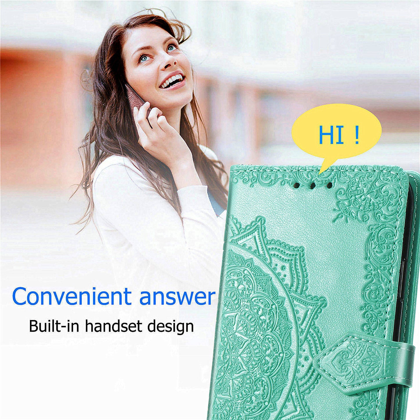 For Sony Xperia 5 V Case Card Slots Wallet PU Leather Embossed Phone Cover - Mint Green