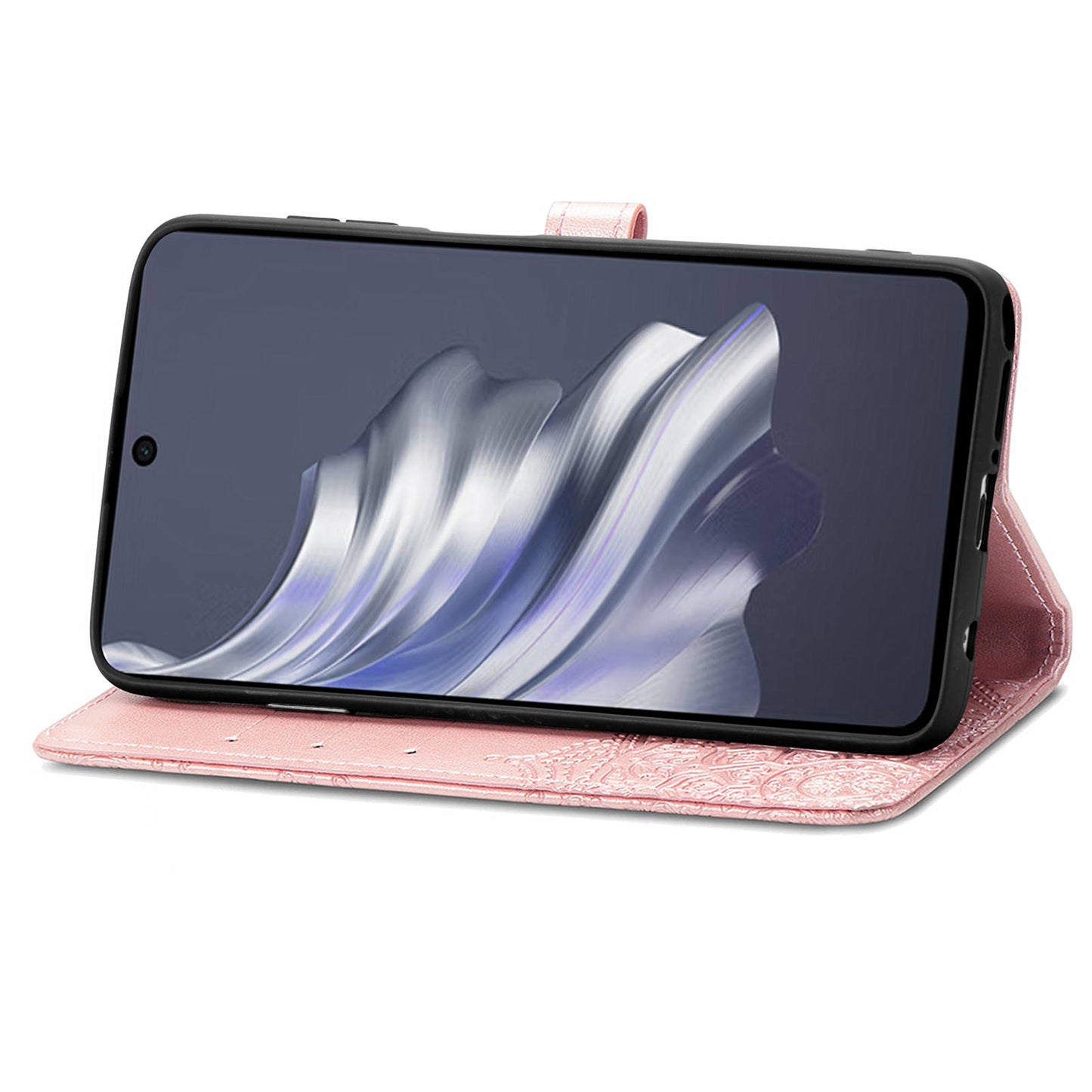 For Transsion Tecno Spark 20 Pro Phone Cover Emboss Mandala Flower Leather Wallet Case - Rose Gold