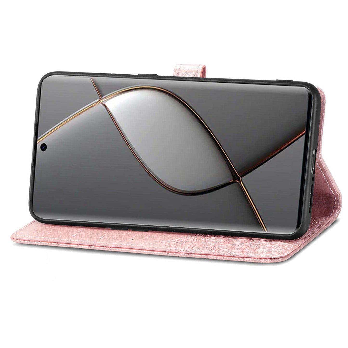 For Transsion Tecno Spark 20 Pro+ Case PU Leather Phone Shell Emboss Mandala Flower Wallet Cover - Rose Gold