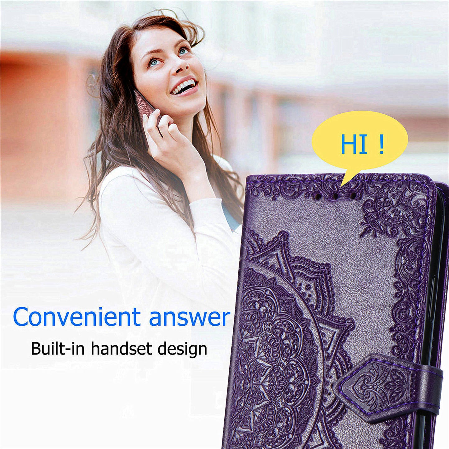 For Transsion Tecno Spark 20 Pro+ Case PU Leather Phone Shell Emboss Mandala Flower Wallet Cover - Purple