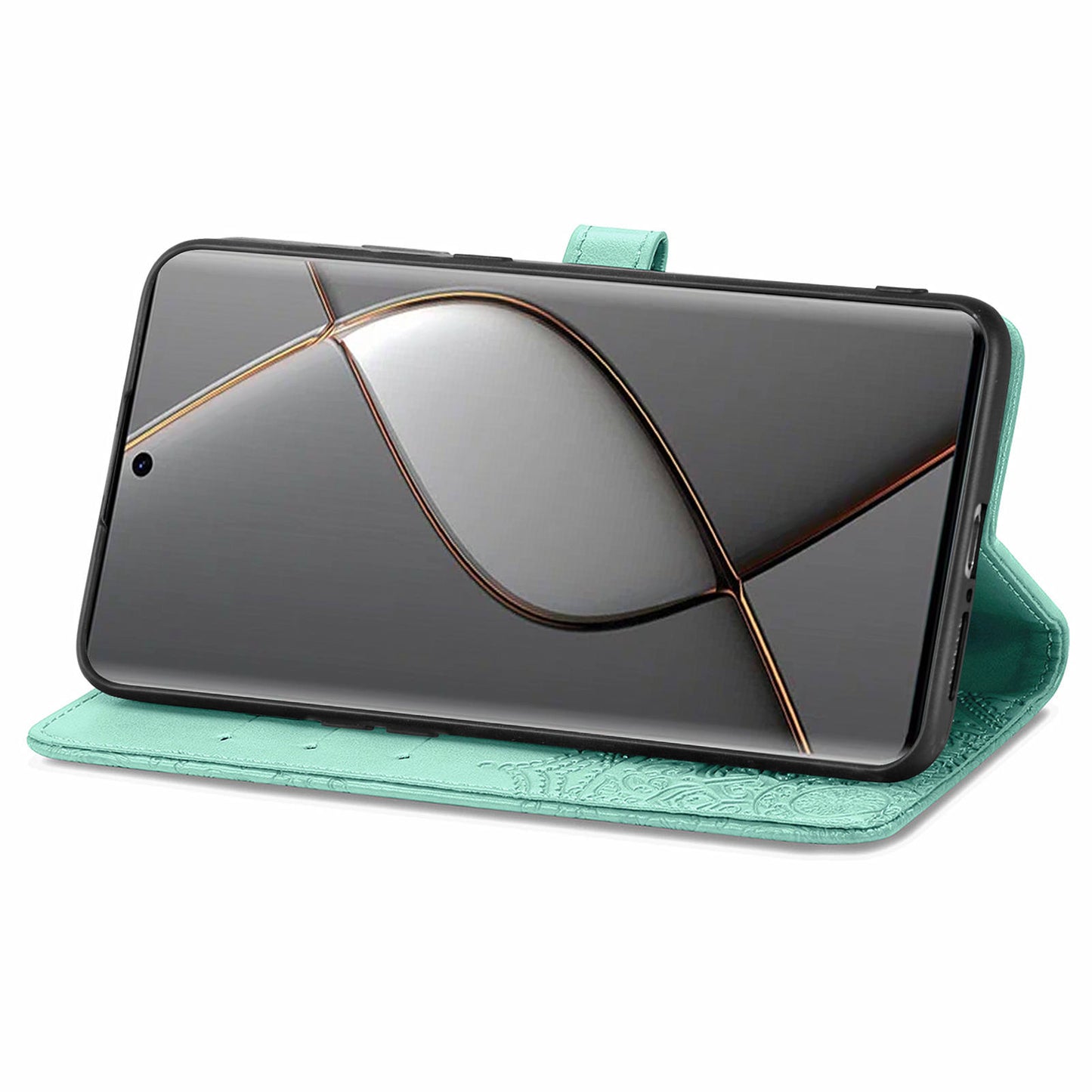 For Transsion Tecno Spark 20 Pro+ Case PU Leather Phone Shell Emboss Mandala Flower Wallet Cover - Green