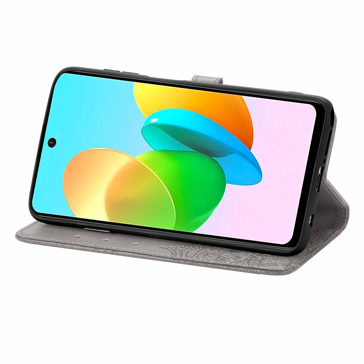 For Transsion Tecno Spark 20C Wallet Case Mandala Flower Leather Phone Cover - Grey