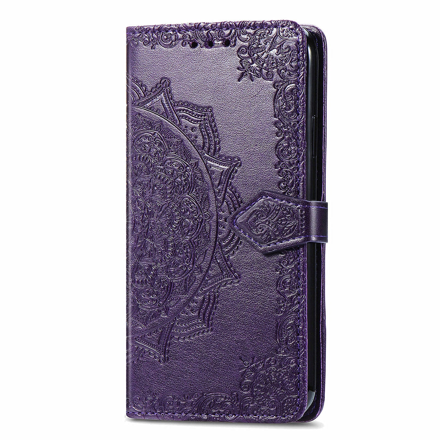 For Transsion Tecno Spark 20C Wallet Case Mandala Flower Leather Phone Cover - Purple