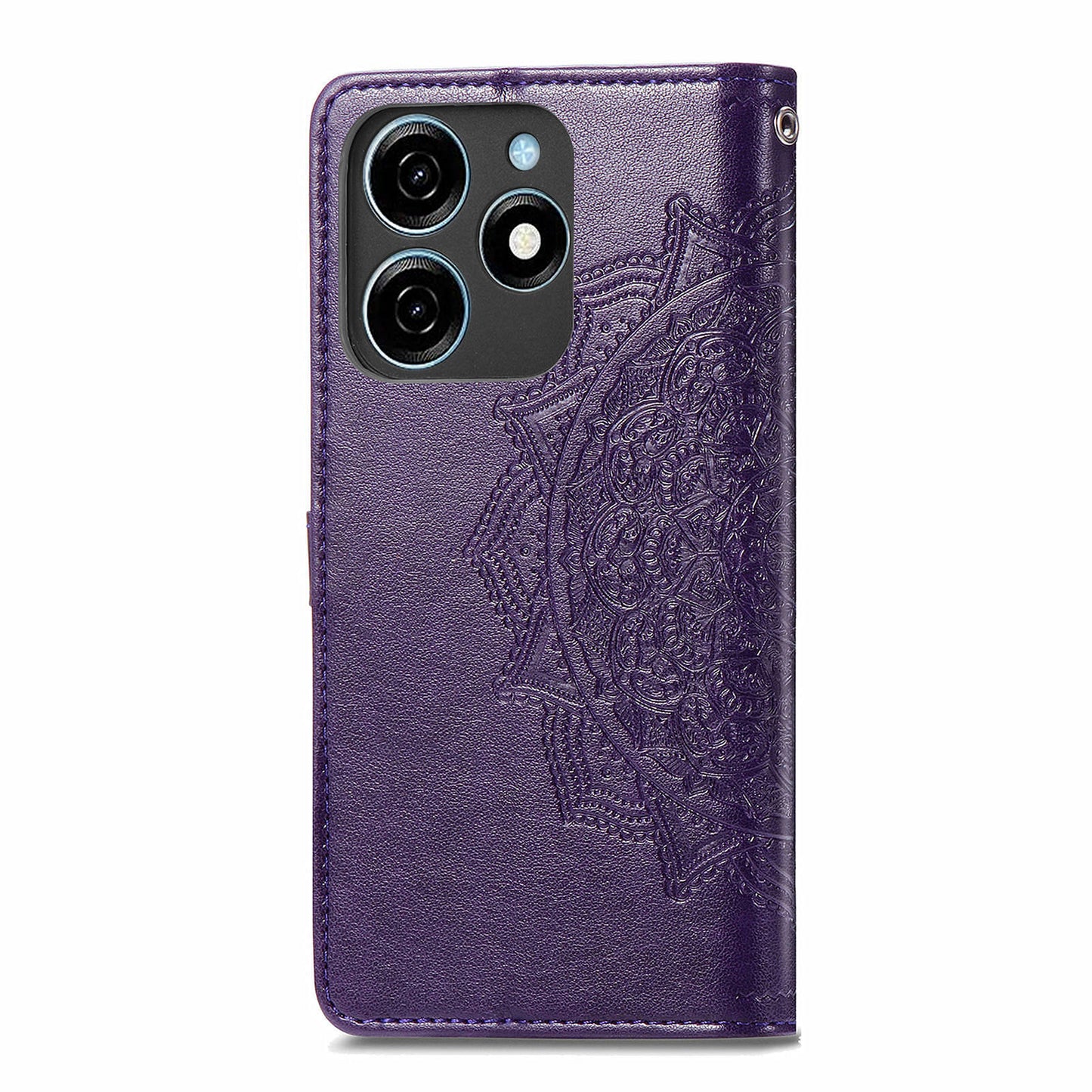 For Transsion Tecno Spark 20C Wallet Case Mandala Flower Leather Phone Cover - Purple